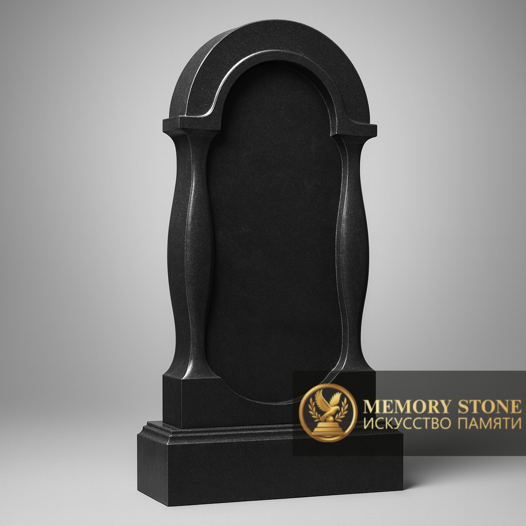 лаконичная черная плита с волнообразным верхом и полировкой