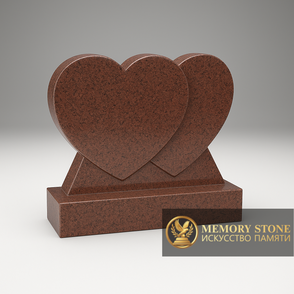 горизонтальный двойной памятник для мужа и жены коричневого цвета