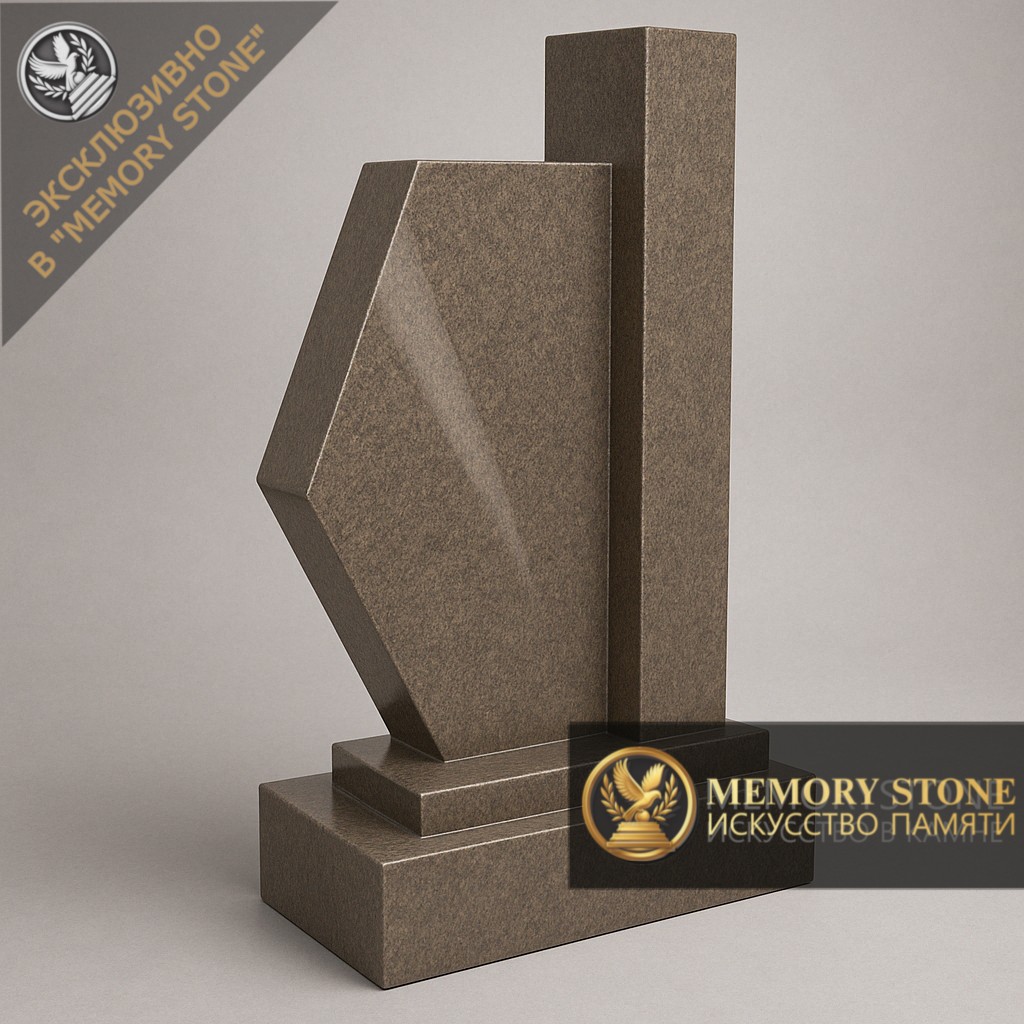 коричневое сборное надгробие из нескольких плит разной высоты с фаской