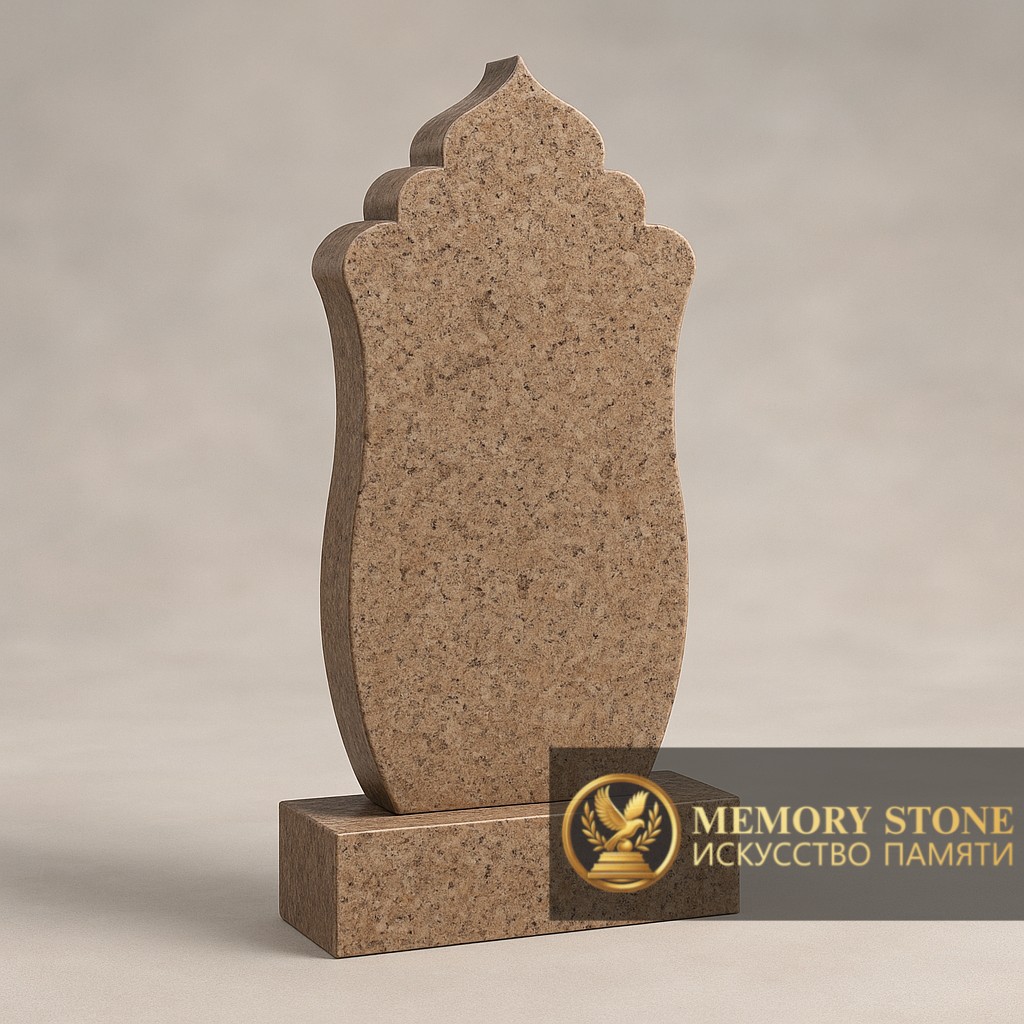 коричневая надгробная плита с куполом мечети без рисунка