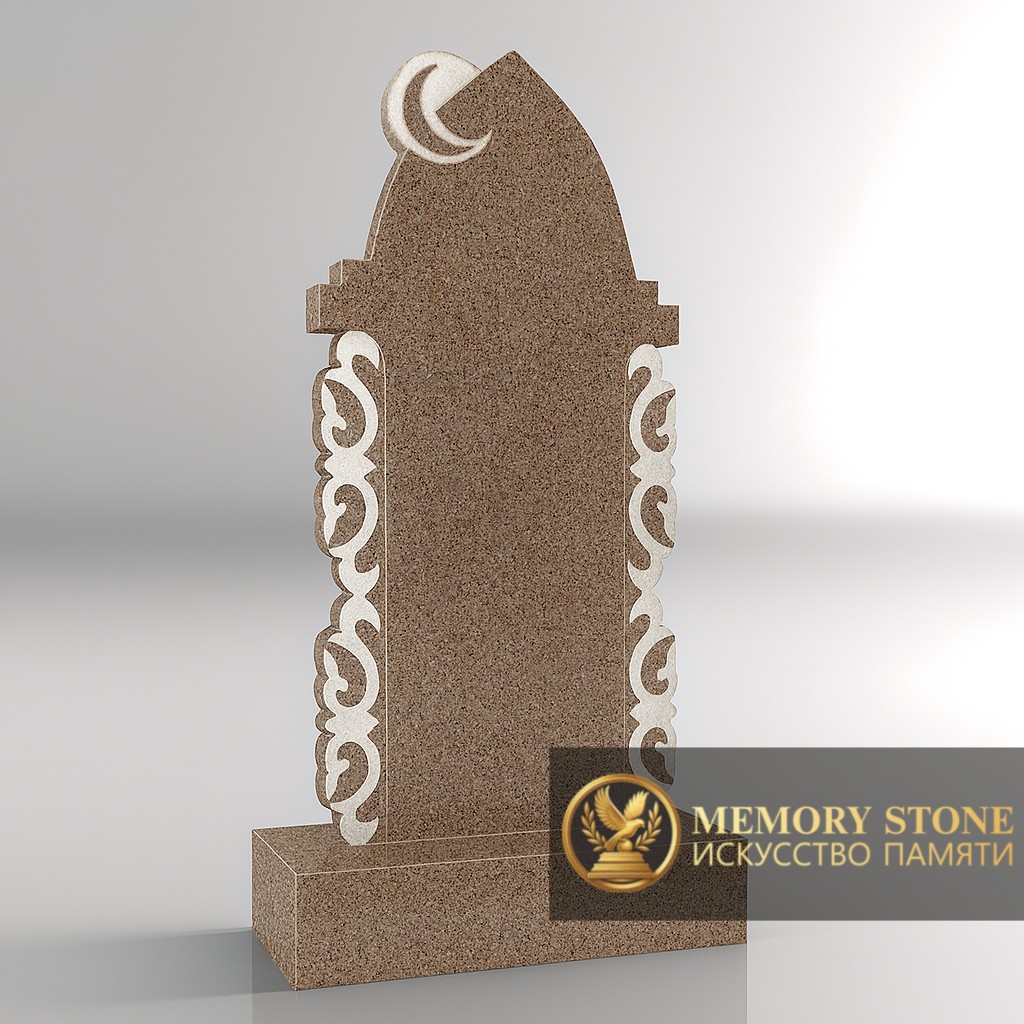 резной памятник для мусульман с орнаментом на боковой грани