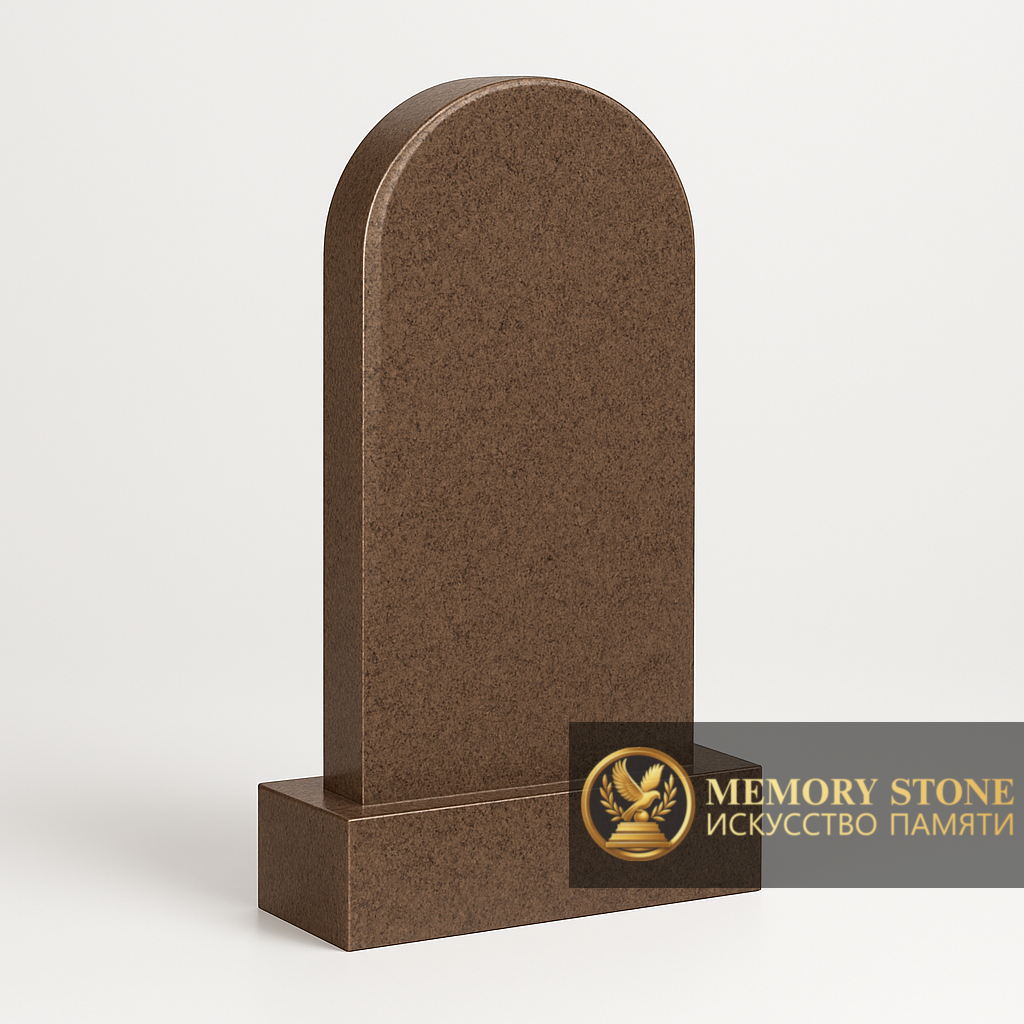 простая вертикальная стела прямоугольной формы из темного теплого гранита