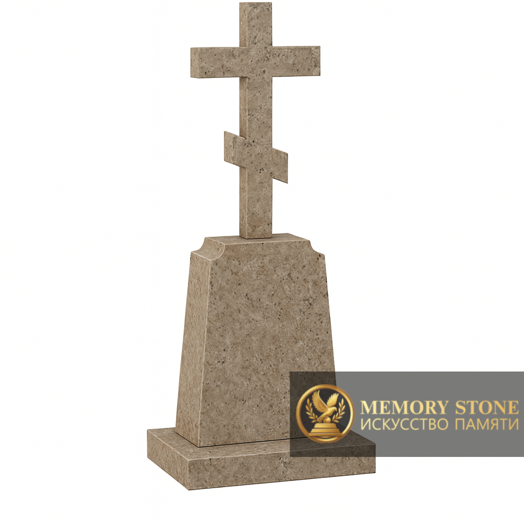 ритуальное распятие из натурального камня на фигурном постаменте