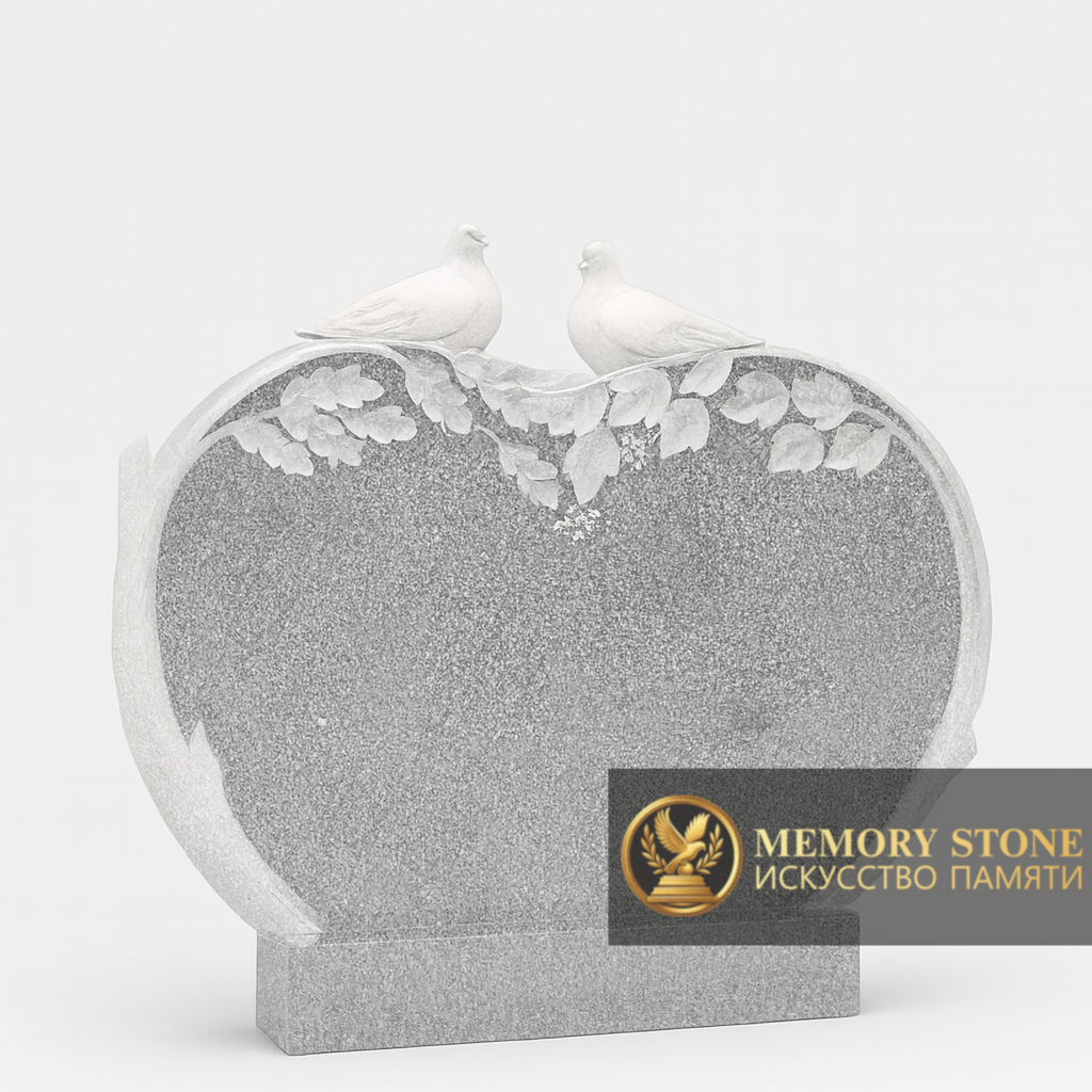 горизонтальное резное надгробие из камня кок-сорой с двумя птицами наверху