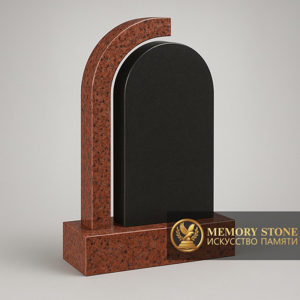 двухцветный мемориальный комплекс из камня Кордай и черной вставки