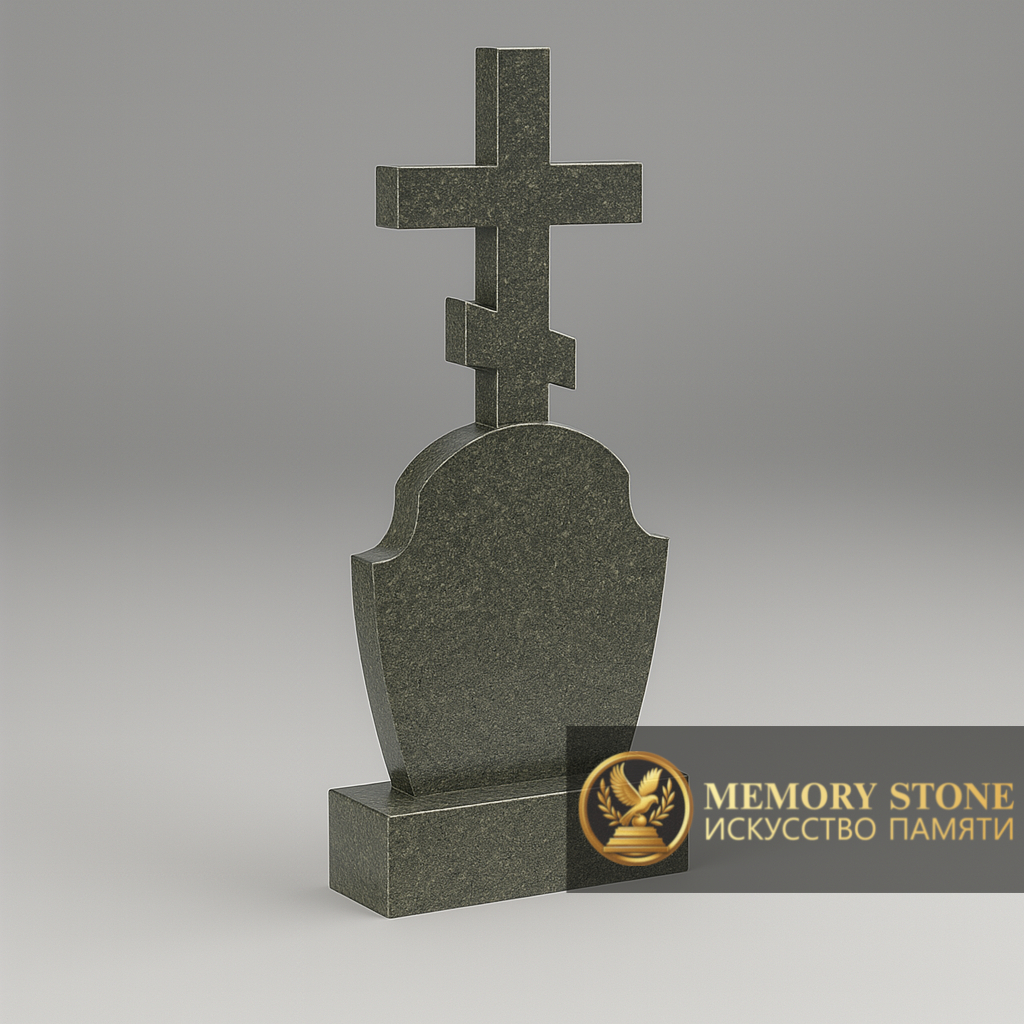 православное распятие из натурального камня изумрудного оттенка на голгофе