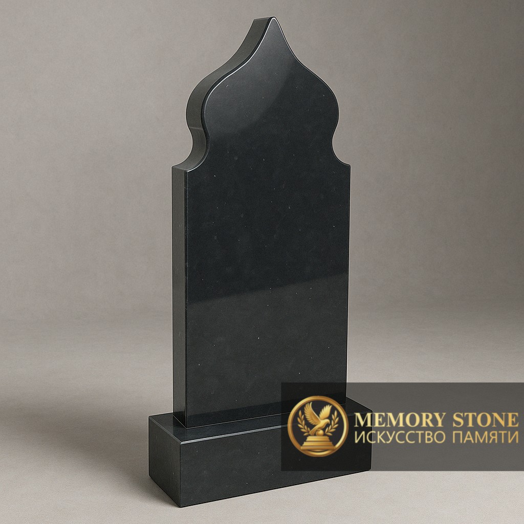 строгая плита из габбро с фигурным верхом в восточном стиле для исламского захоронения