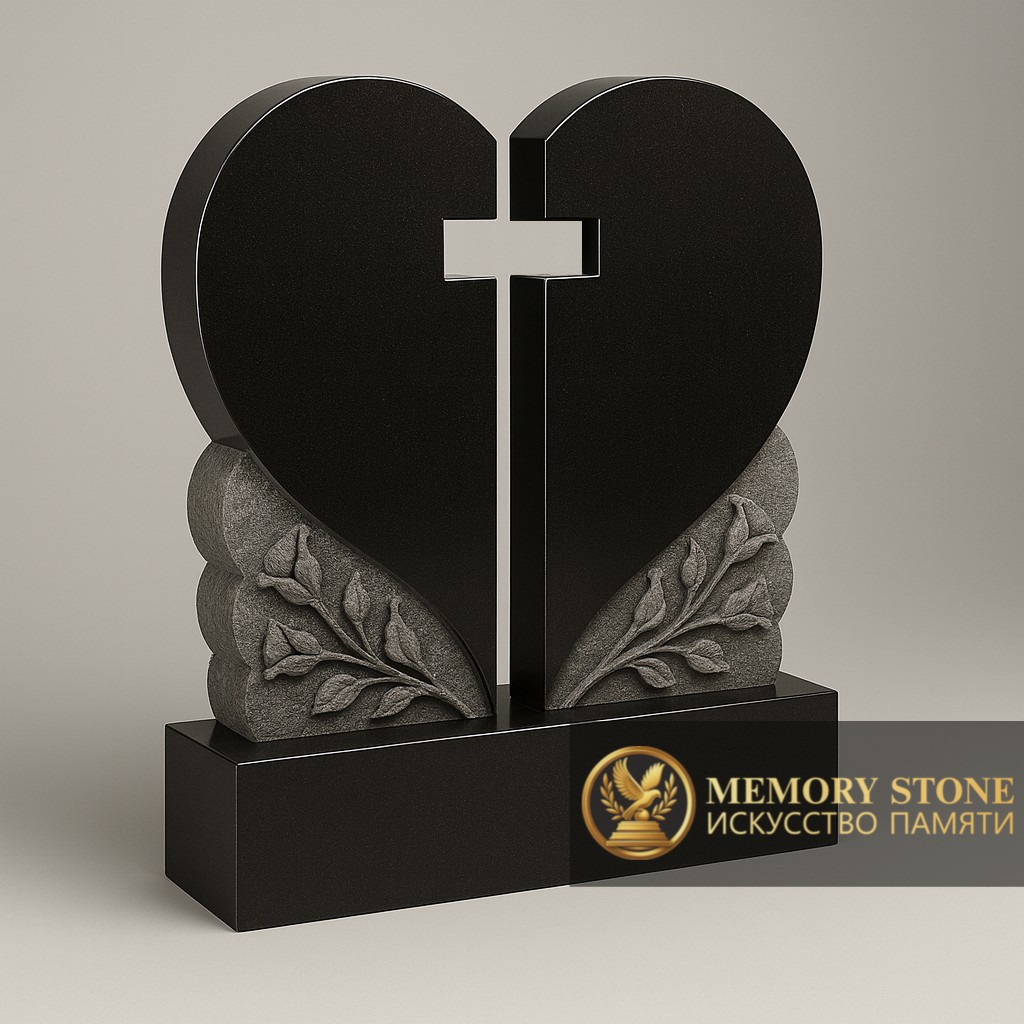 двойное ритуальное надгробие с резными цветами символ вечной любви