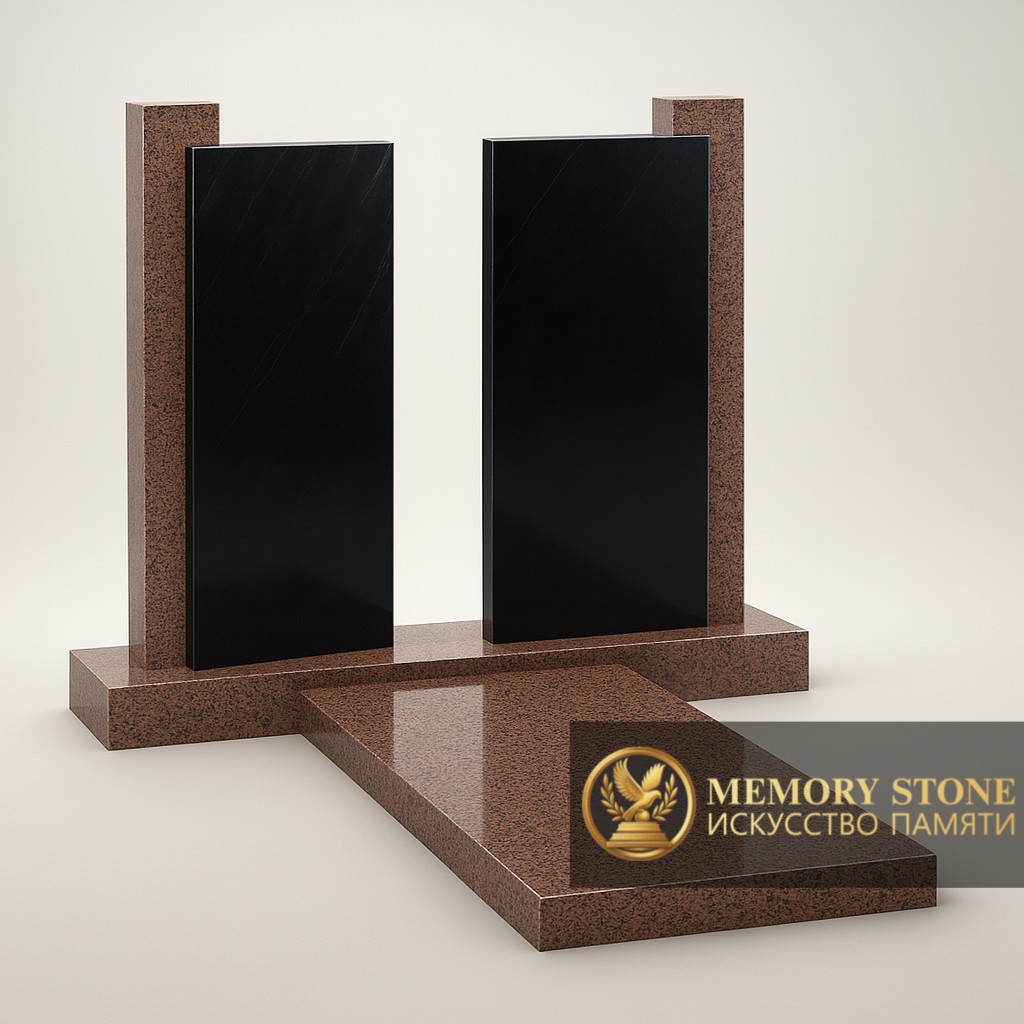 двойной комплекс из черных плит на коричневом постаменте из курты