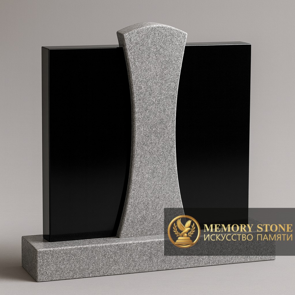 двухцветная фигурная стела с формой сердца из красного и черного гранита