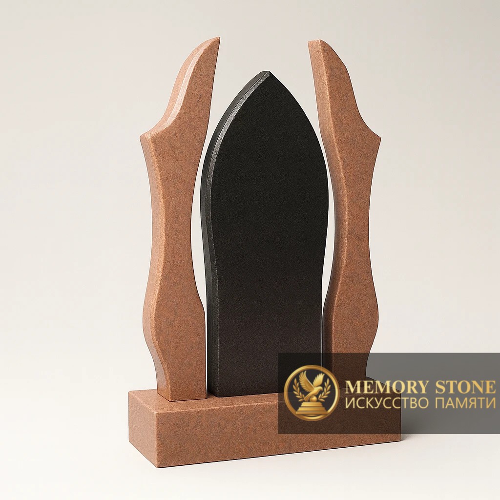 эксклюзивный памятник из коричневых фигурных стел (курты) и черной вставки