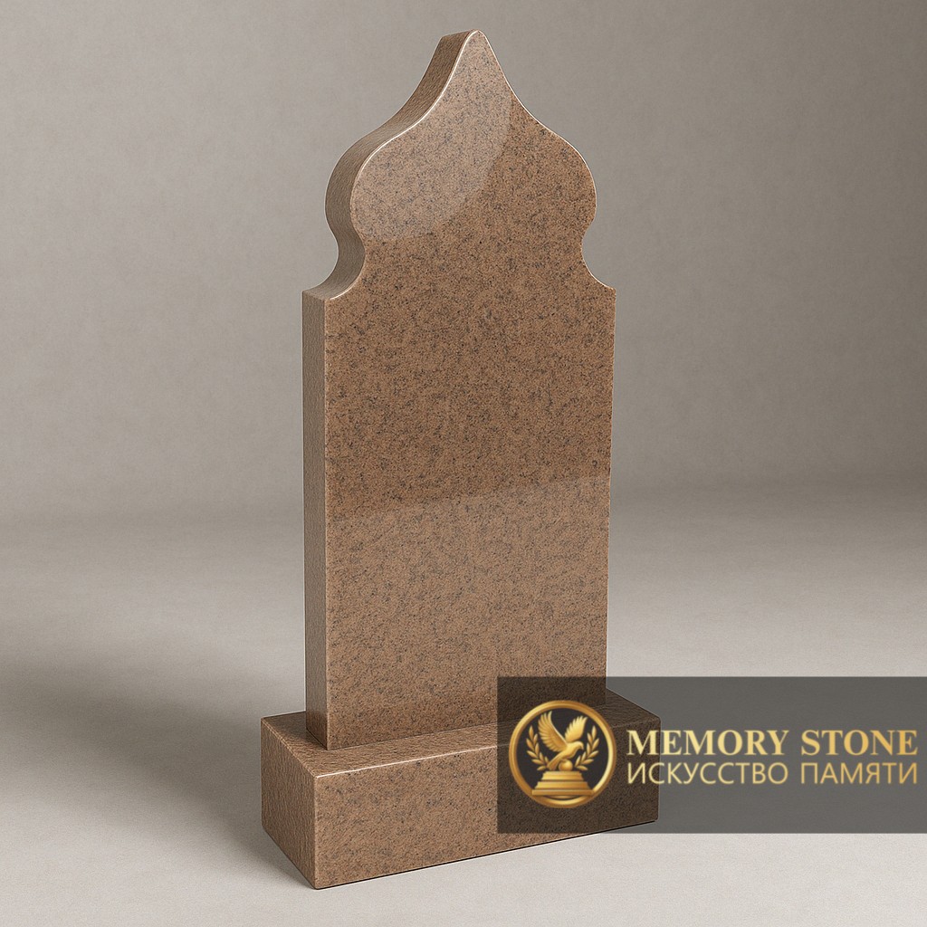 фигурная стела в восточном стиле из полированного коричневого гранита