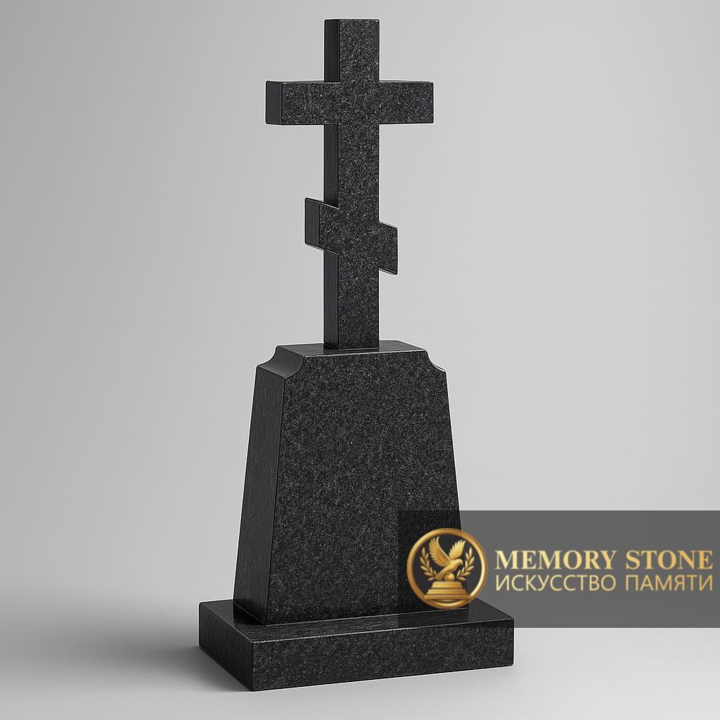 строгий православный памятник в виде восьмиконечного креста на постаменте
