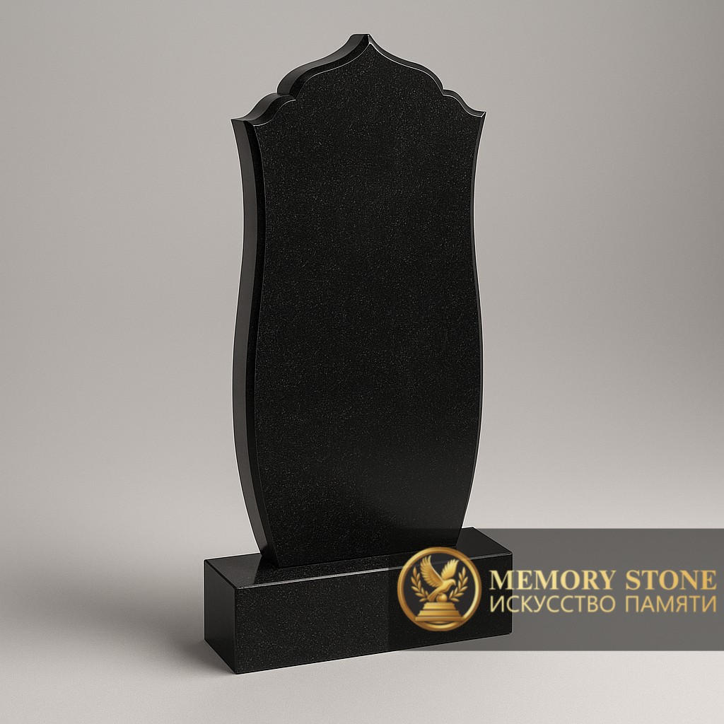 строгая черная плита с арочным завершением для мусульманского захоронения