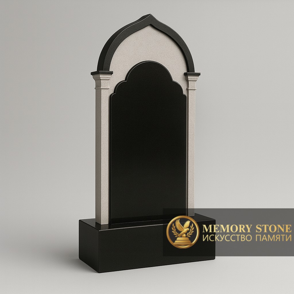 черная плита с контрастной светлой окантовкой по краю и крестом