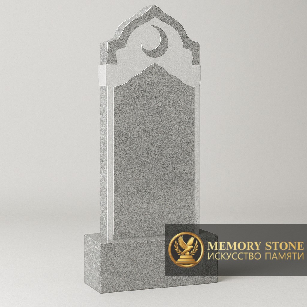 светлая вертикальная стела с полумесяцем на навершии для мазара