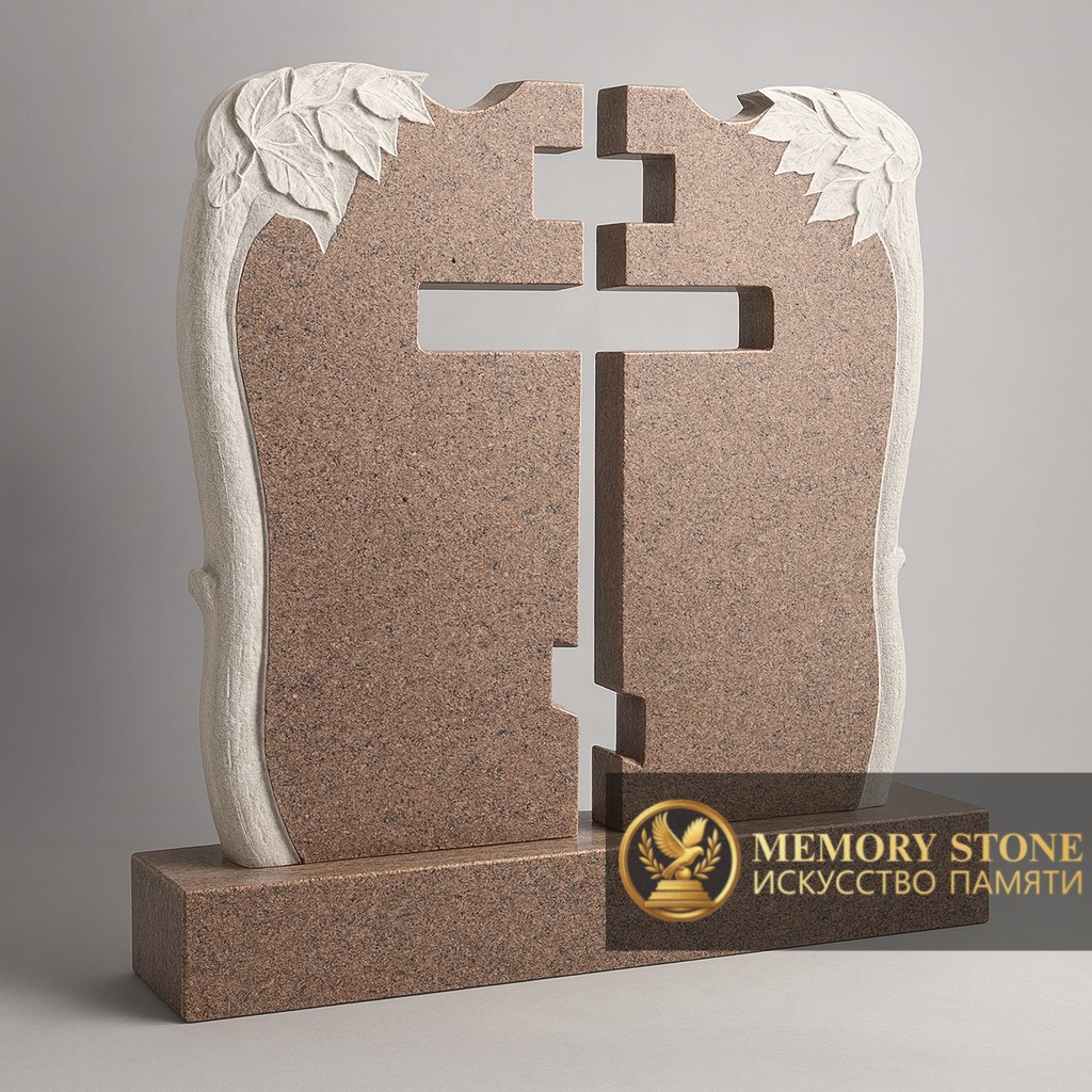 резная плита с изображением дерева и прорезным православным распятием