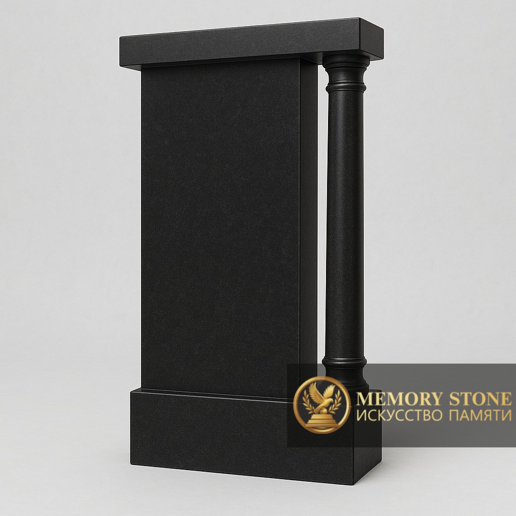 строгий памятник с одной колонной и прямоугольной крышей на могилу