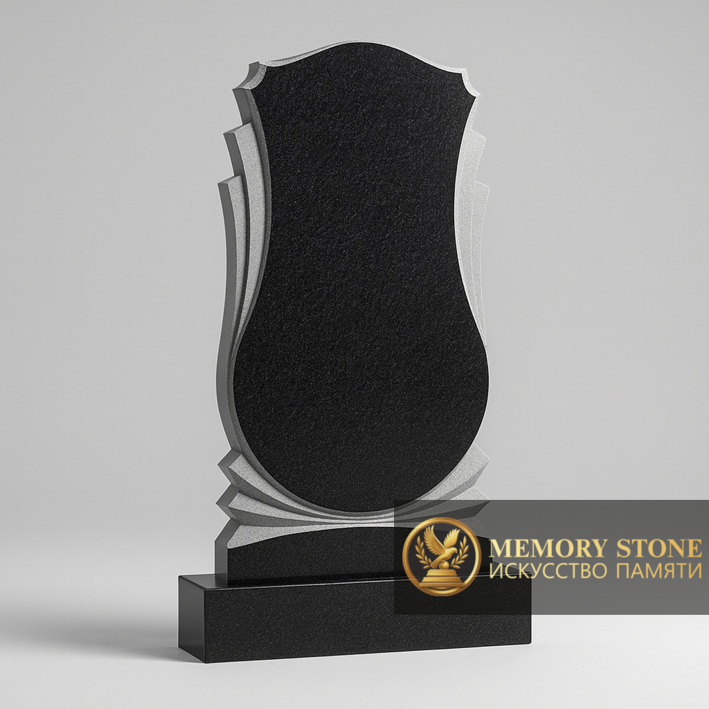 лаконичный памятник с резным многослойным краем в виде крыла или страниц