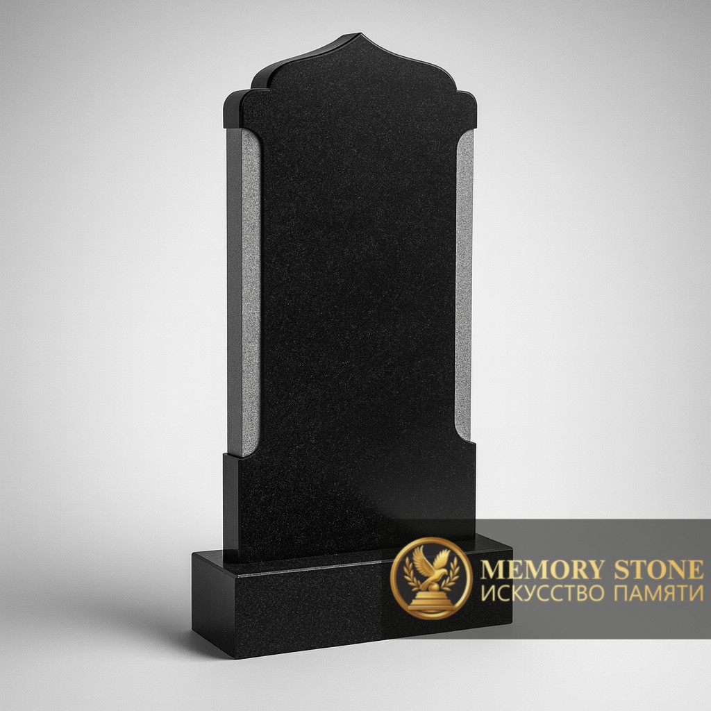 черная плита с белой контрастной окантовкой в виде михраба для мусульман