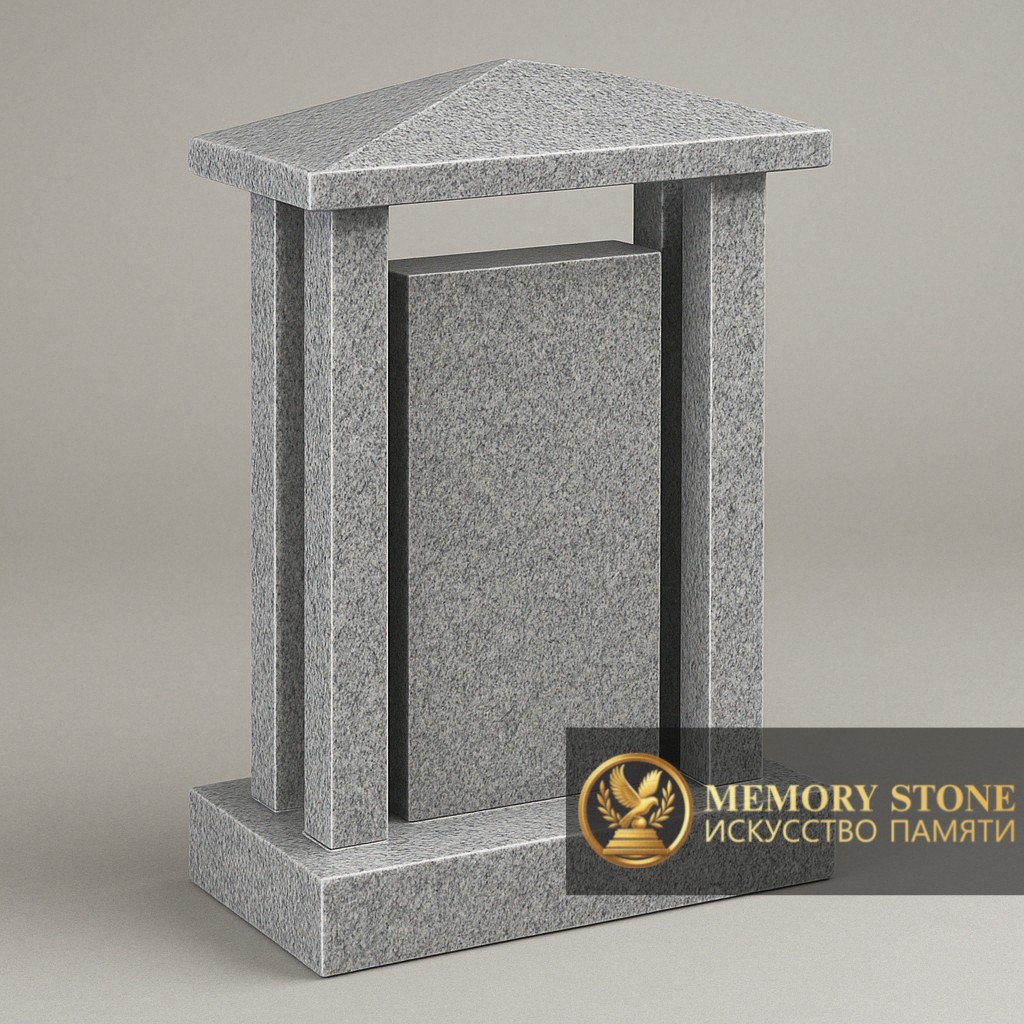  Строгая архитектурная композиция из светлого камня с колоннами и двускатной крышей