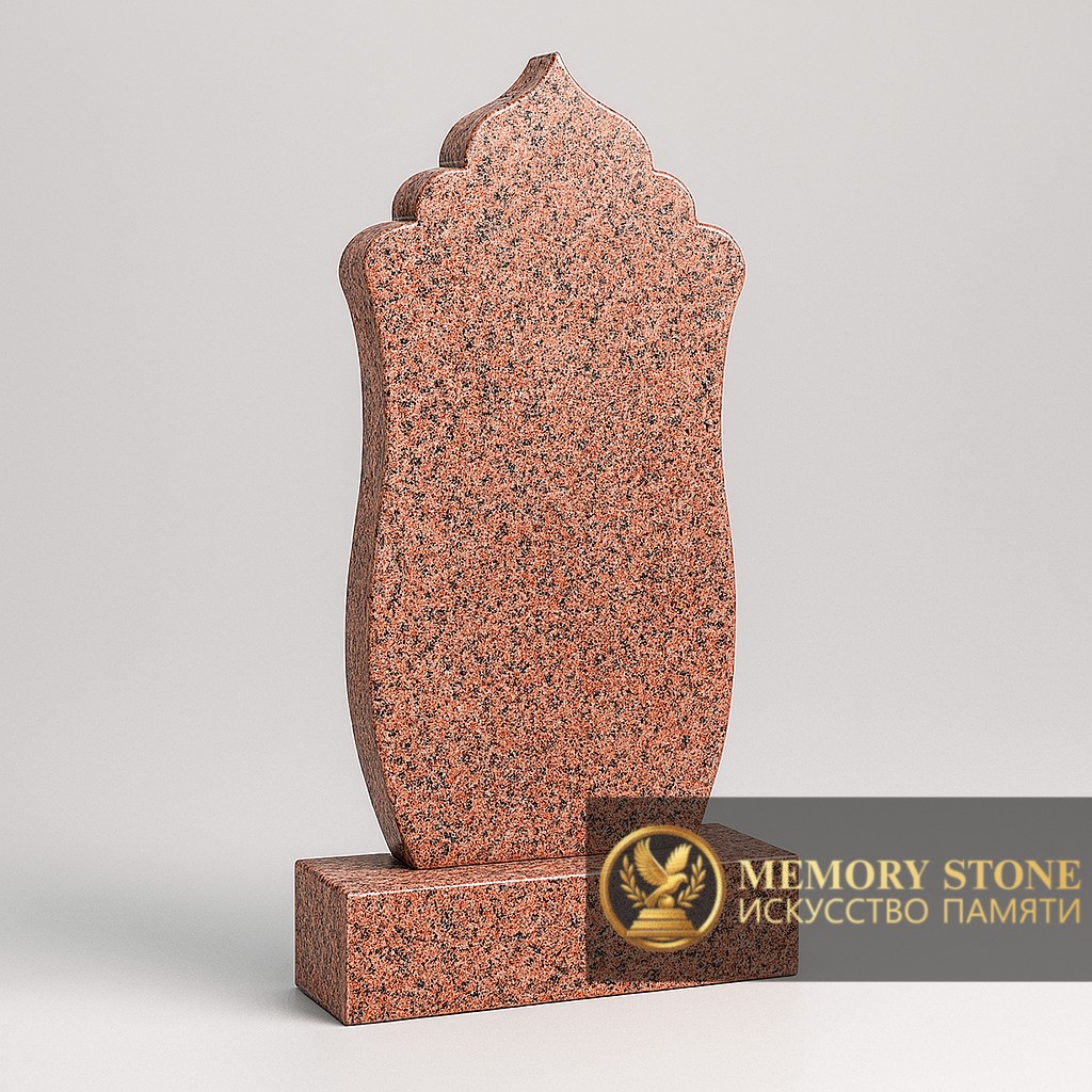 строгая красная плита с фигурным завершением верха для исламского захоронения