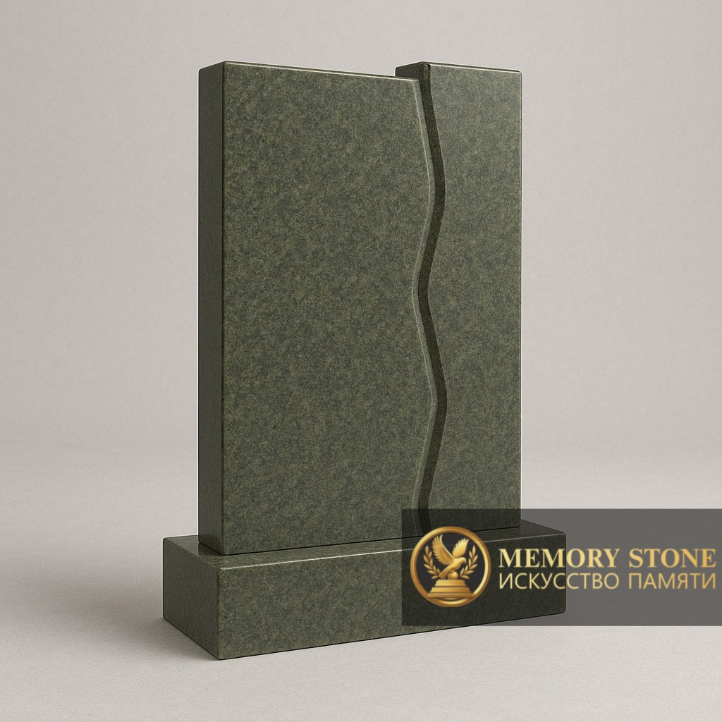 вертикальная плита изумрудного цвета с фигурной трещиной посередине