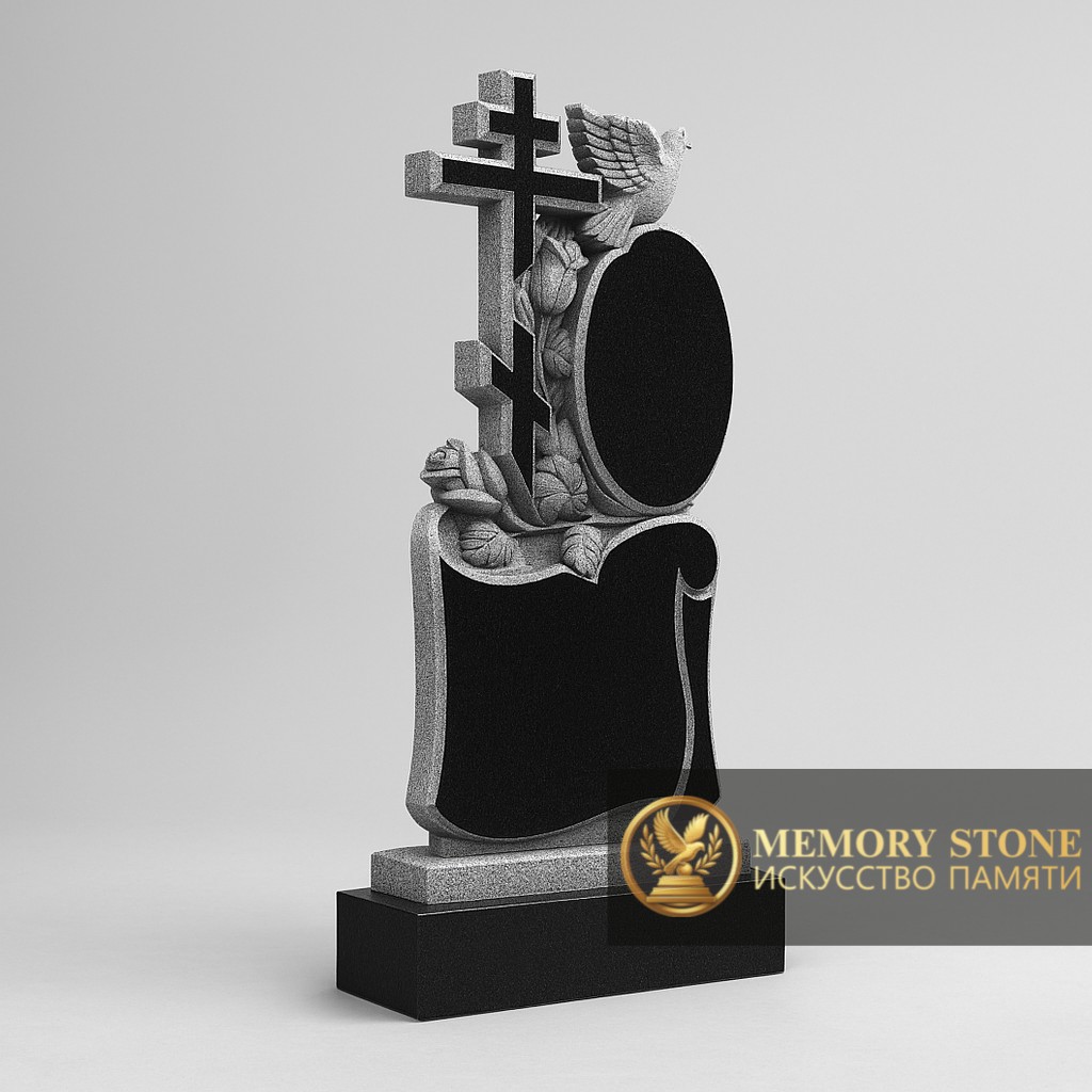 элитная ритуальная стела из габбро с объемной фигурой птицы и крестом