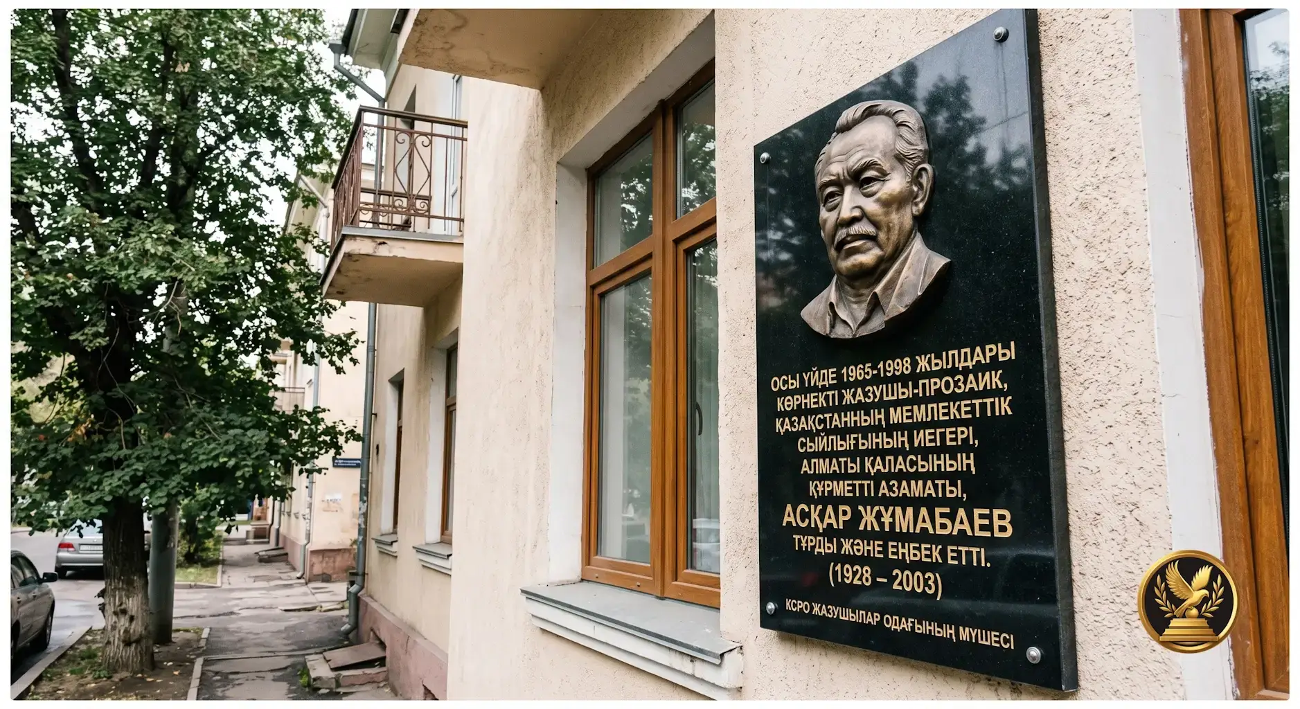 Изготовление и монтаж премиальных мемориальных досок из гранита, мрамора и бронзы на фасад здания в Алматы