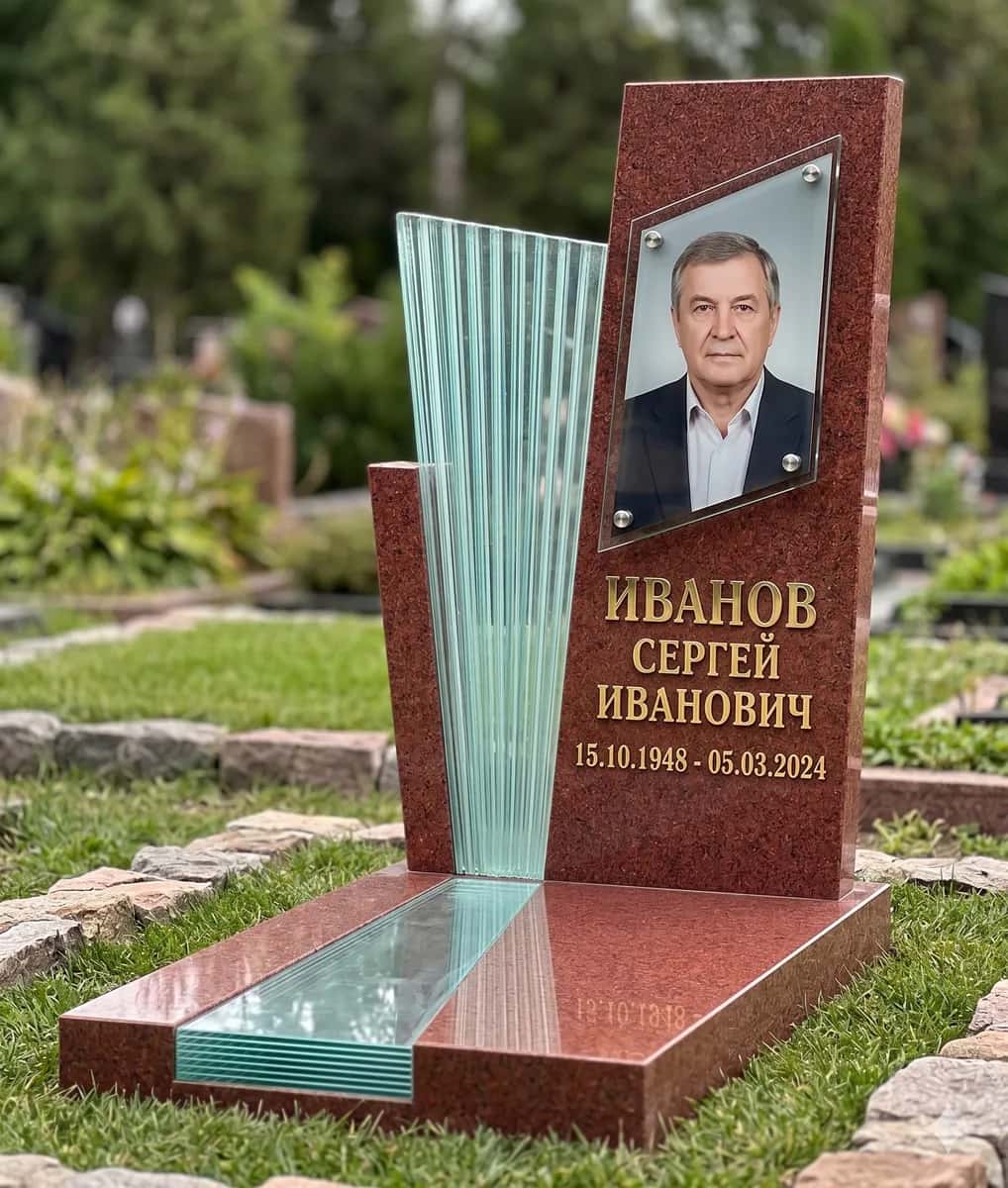 Эксклюзивное надгробие со стеклом 