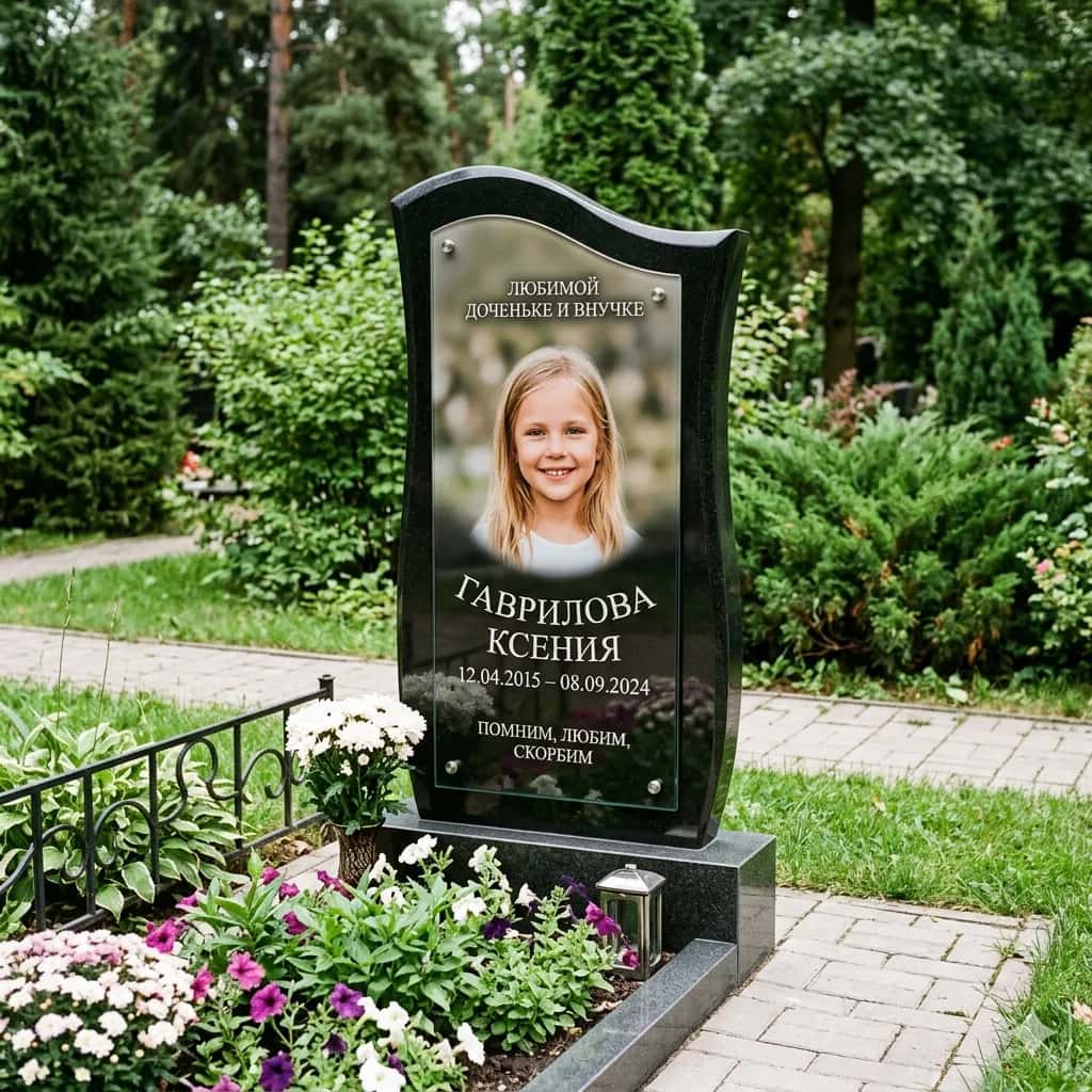Памятник с полноразмерной цветной фотографией