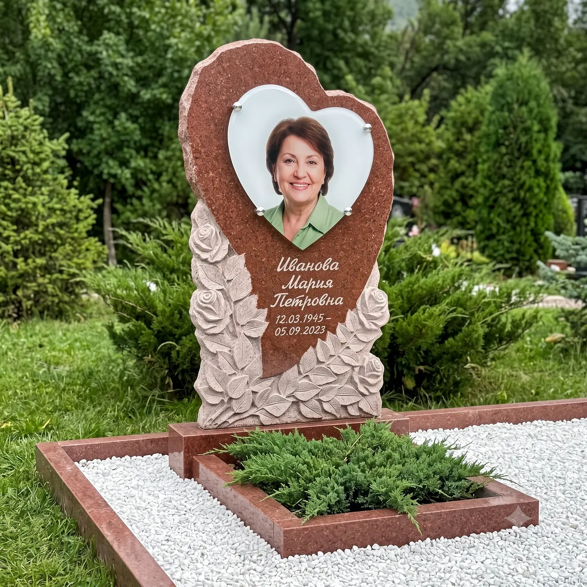 Портрет на памятник в форме сердца