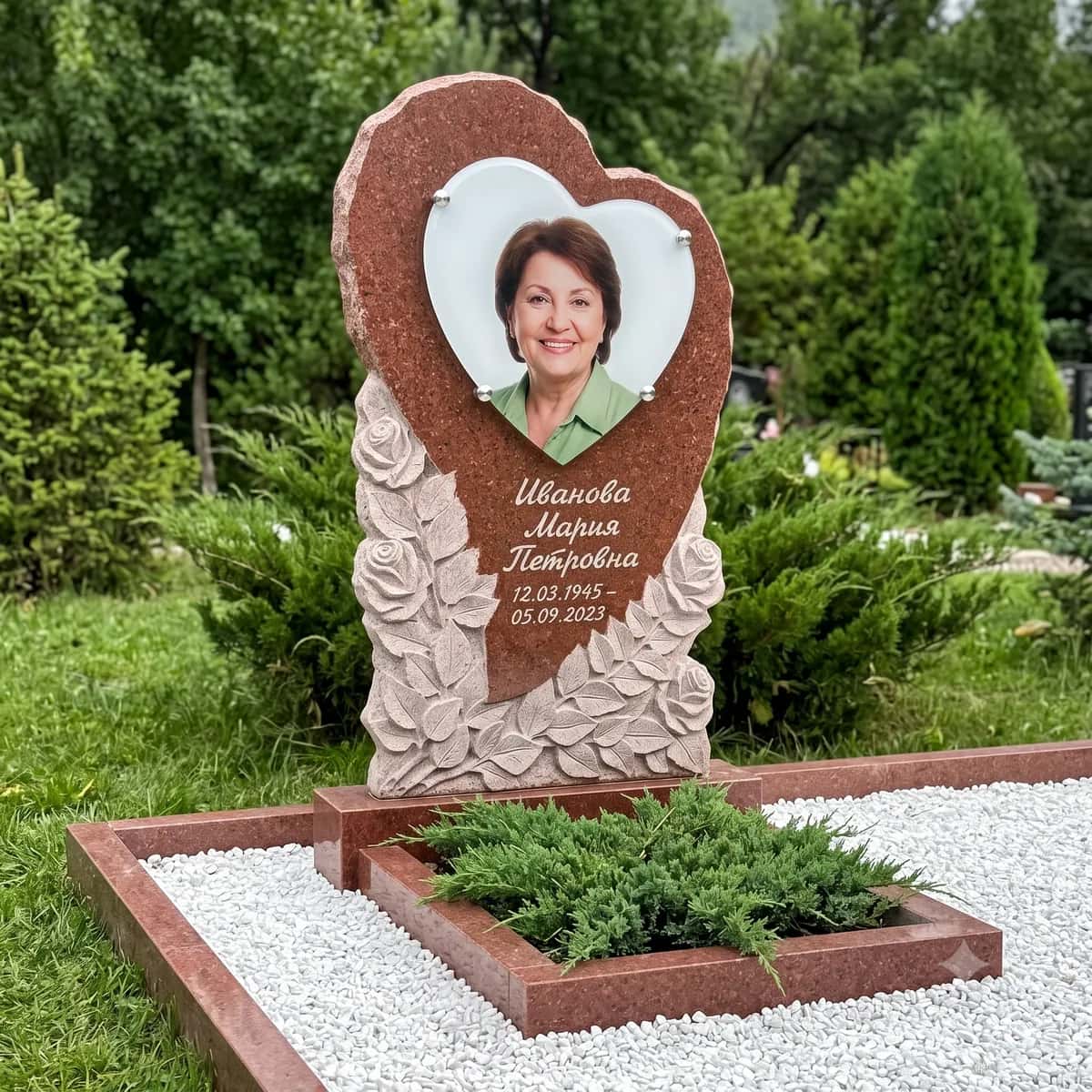 Портрет на памятник в форме серда
