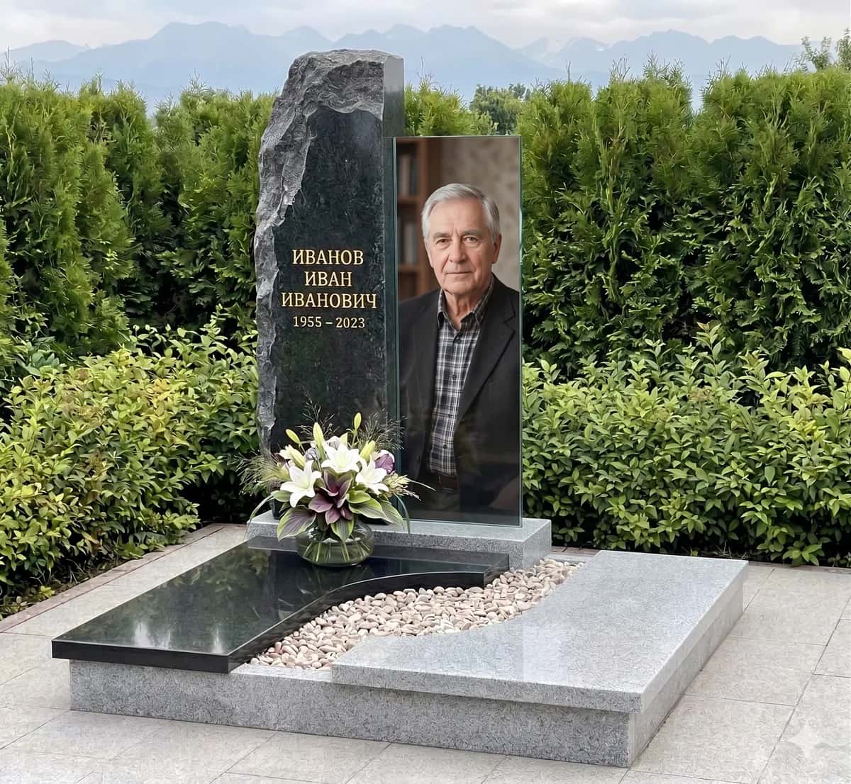 Мужской памятник с цветным портретом